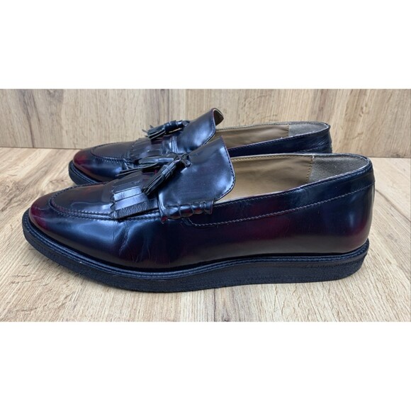 WALK LONDON Tassel Kiltie Loafers Shoes Men's Dark Burgundy Leather Size 11 - Picture 3 of 16